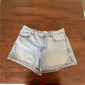 Zara Light Blue Denim Mid-Rise Shorts